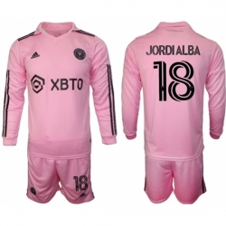 Men Inter Miami CF 18 Jordialba 2023 24 Pink Home Soccer Jersey Suit