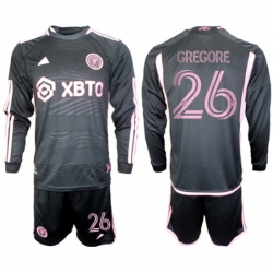 Men Inter Miami CF 26 Gregore 2023 24 Black Away Soccer Jersey Suit
