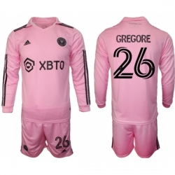 Men Inter Miami CF 26 Gregore 2023 24 Pink Home Soccer Jersey Suit