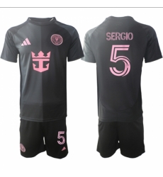 Men Inter Miami CF 5 Sergio 2025 Black Away Soccer Jersey Suit