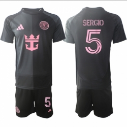 Men Inter Miami CF 5 Sergio 2025 Black Away Soccer Jersey Suit