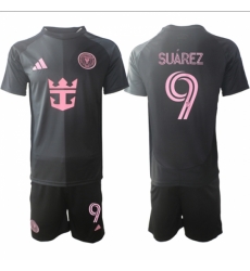 Men Inter Miami CF 9 Luis Surez 2025 Black Away Soccer Jersey Suit