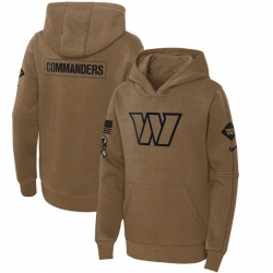 Youth Washington Commanders 2023 Brown Salute To Service Pullover Hoodie