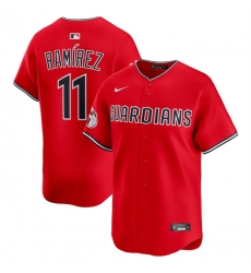 Men Cleveland Guardians 11 Jose Ramirez Red Alternate Limited Stitched Baseball Jersey