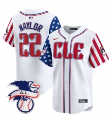 Men Cleveland Guardians 22 Josh Naylor White 2024 Fourth Of July Vapor Premier Limited Stitched Baseball Jersey