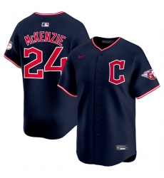 Men Cleveland Guardians 24 Triston McKenzie Navy 2025 Alternate Limited Stitched Baseball Jersey