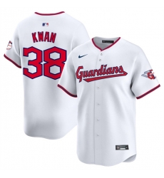 Men Cleveland Guardians 38 Steven Kwan White Home Limited Stitched Baseball Jersey