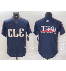 Men Cleveland Guardians Team Big Logo Navy 2024 City Connect Stitched Baseball Jersey A