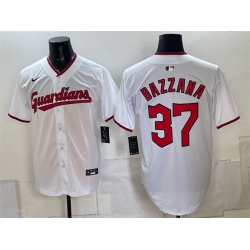 Men Cleveland Guardians  37 Travis Bazzana White Home Stitched Baseball Jersey
