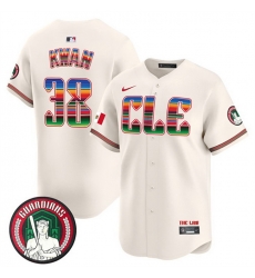 Men Cleveland Guardians 38 Steven Kwan Cream Mexico Vapor Premier Limited Stitched Baseball Jersey