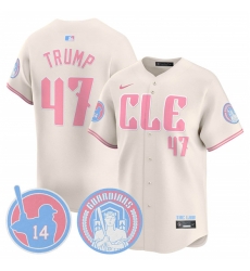 Men Cleveland Guardians 47 Donald Trump Cream Bubblegum Pink 2025 Vapor Limited Stitched Baseball Jersey