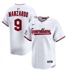 Men Cleveland Guardians 9 Kyle Manzardo White Home Limited Stitched Baseball Jersey