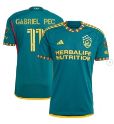 Mens LA Galaxy Gabriel Pec adidas Green 2024 LA Kit Authentic Player Jersey