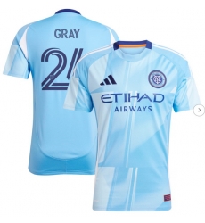 Men's New York City FC Tayvon Gray adidas Light Blue 2025 The Excelsior Kit Replica Player Jersey