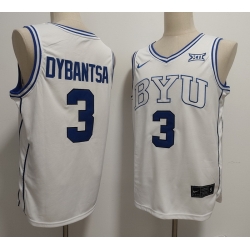 Men BYU Cougars Nike #3 AJ Dybantsa White Sttiched Basketball Jersey