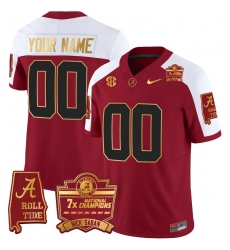 Men Women Youth Alabama Crimson Tide Nick Saban 7x Champions Patch Gold Trim Custom Jersey All Stitched Crimson Aternate
