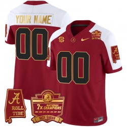 Men Women Youth Alabama Crimson Tide Nick Saban 7x Champions Patch Gold Trim Custom Jersey All Stitched Crimson Aternate
