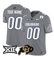 Men Women Youth Colorado Buffaloes Gray Vapor Limited Custom Jersey V2 Big 12 XII Patch All Stitched White Patch