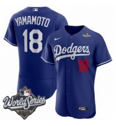 Men Los Angeles Dodgers 18 Yoshinobu Yamamoto 2025 World Series Cool Base Stitched Baseball Jersey Blue Men Los Angeles Dodgers 18 Yoshinobu Yamamoto 2025 World Series Cool Base Stitched Baseball Jersey Blue