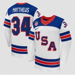 Men USA 34 Auston Matthews White 2026 Stitched Jersey
