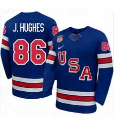 Men USA 86 Jack Hughes Royal 2025 2026 Stitched Hockey Jersey