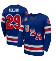Men's USA #29 BROCK NELSON Blue 2026 Stitched Jersey