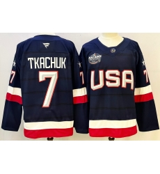 Men's USA #7 Brady Tkachuk Blue 2026 Stitched Jersey