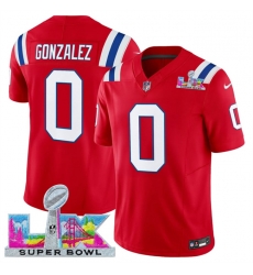Men New England Patriots 0 Christian Gonzalez Red 2025 F U S E  Super Bowl LX Patch Vapor Limited Stitched Football Jersey