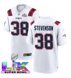 Men Women youth New England Patriots #38 Rhamondre Stevenson 2025 2026 Super Bowl LX F U S E Stitched NFL Jersey White