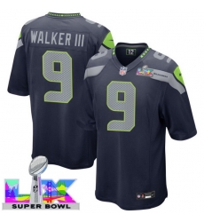 Men Women Youth Seattle Seahawks #9 Kenneth Walker III 2025 2026 Super Bowl LX F U S E Stitched NFL Jersey Blue