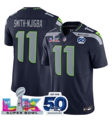Youth Seattle Seahawks 11 Jaxon Smith Njigba Navy 2025 F U S E Super Bowl LX Patch And 50th Season Patch Vapor Limited Stitched Football Jersey Youth Seattle Seahawks 11 Jaxon Smith Njigba Navy 2025 F U S E Super Bowl LX Patch And 50th Season Patch Vapor Limited Stitched Football Jersey