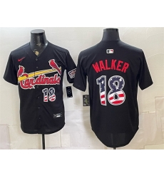 Men St  Louis Cardinals  18 Jordan Walker Black USA 250 Fourth of July Stitched Baseball Jersey