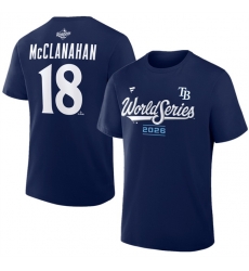 Men Tampa Bay Rays  18 Shane McClanahan Navy 2026 World Series Name   Number T Shirt