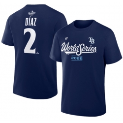 Men Tampa Bay Rays  2 Yandy D%%C3%%ADaz Navy 2026 World Series Big   Tall Name   Number T Shirt