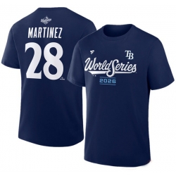 Men Tampa Bay Rays  28 Nick Martinez Navy 2026 World Series Name   Number T Shirt