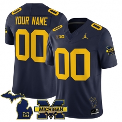 Men Michigan Wolverines ACTIVE PLAYER Custom Navy F U S E  2025 Vapor Limited Stitched Football Jersey