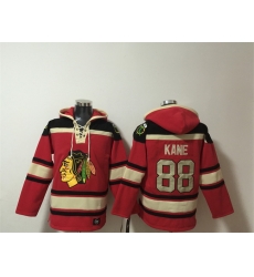 Men Chicago Blackhawks  88 Patrick Kane Red Lace Up Pullover Hoodie