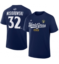 Men Milwaukee Brewers  32 Jacob Misiorowski Navy 2026 World Series Name   Number T Shirt