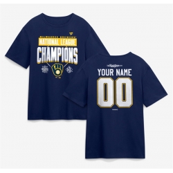 Men Milwaukee Brewers Navy 2026 Custom National League Champions Name   Number T Shirt